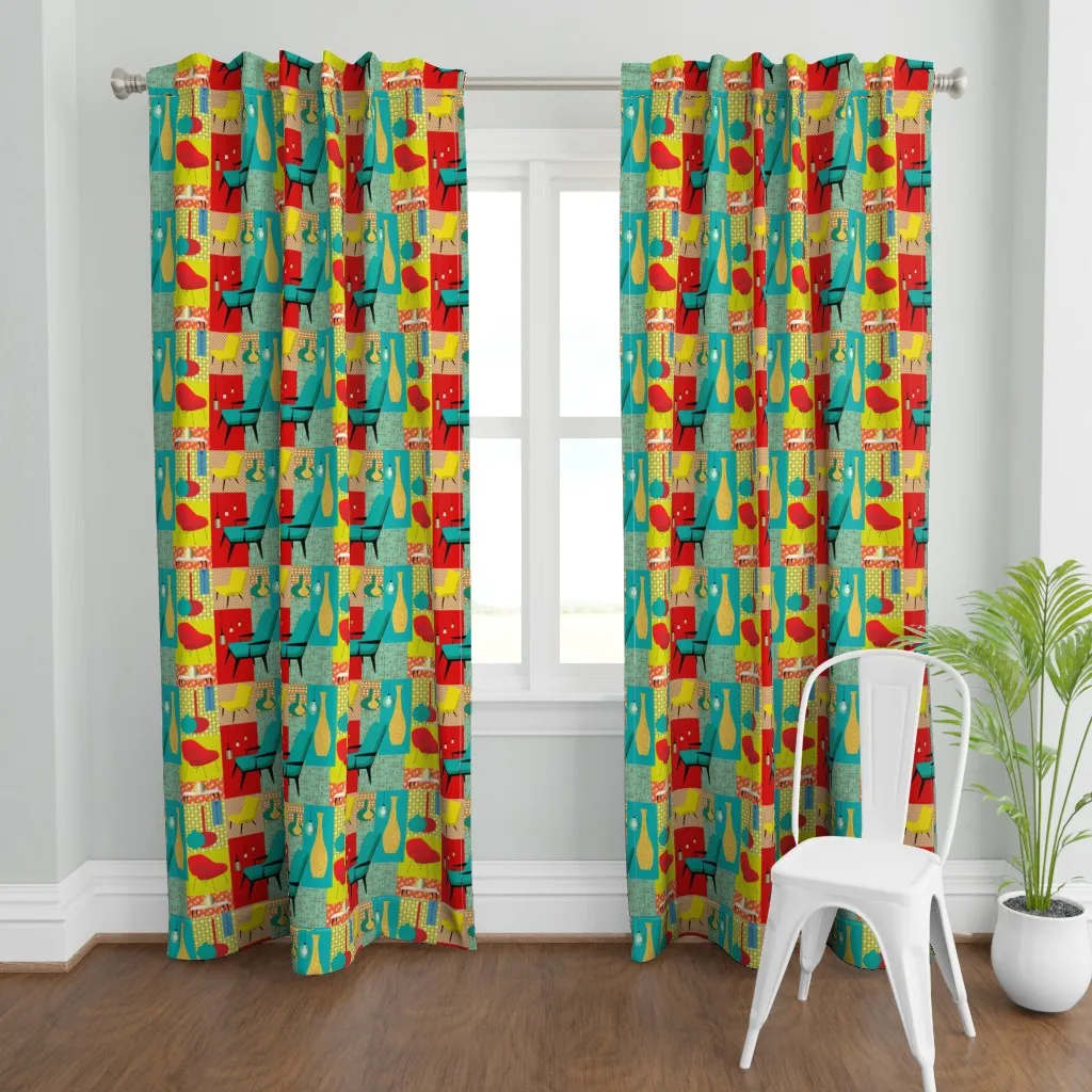 So Retro Curtain Panel - Teal product