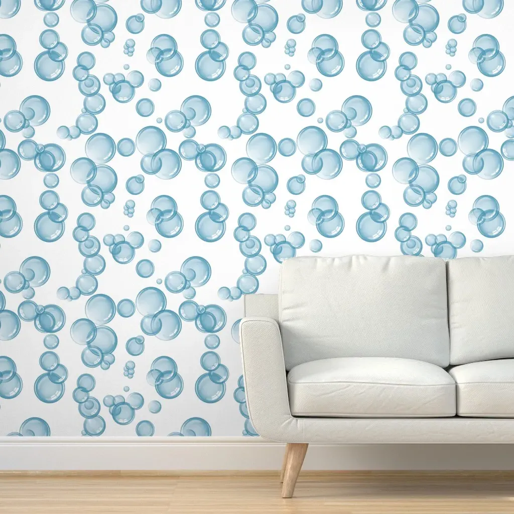 Soap Bubbles Peel and Stick Wallpaper - Light Blue product