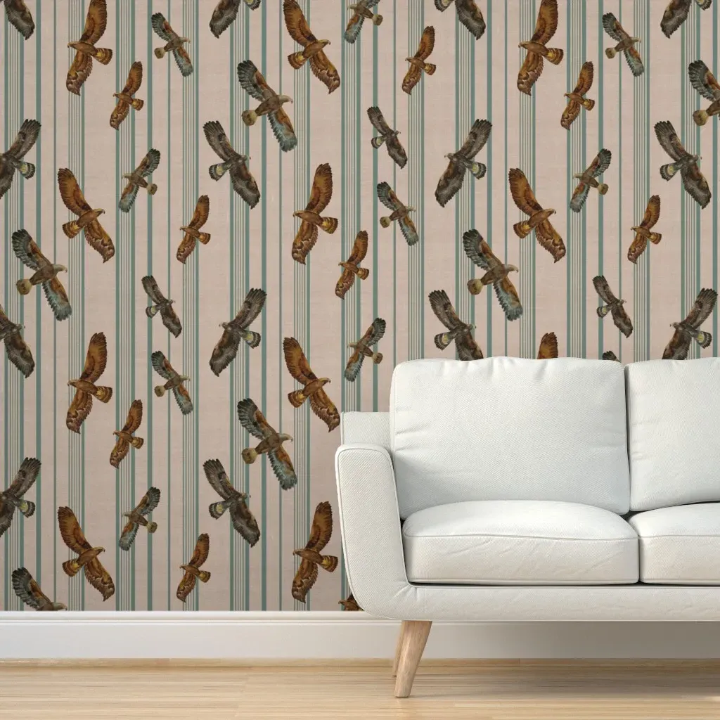 Soaring On Green Stripe Peel and Stick Wallpaper - Beige product