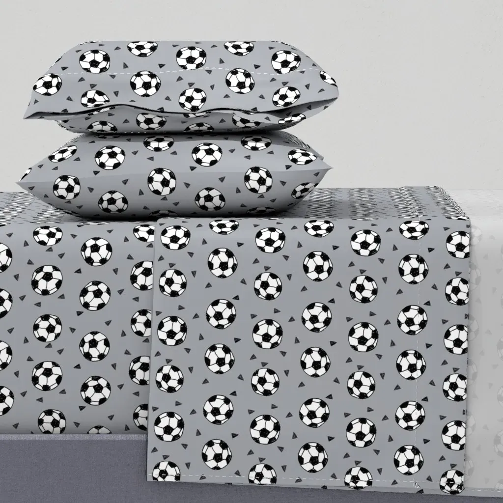 Soccer Football Queen Sheet Set - White product