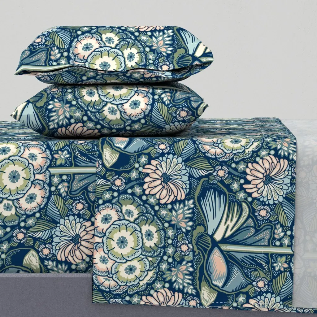 Sofias Flower Garden Cal King Sheet Set - Teal product