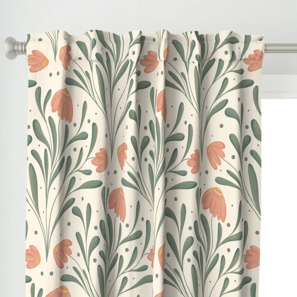 Soft Bloom Curtain Panel - Peach alternate view