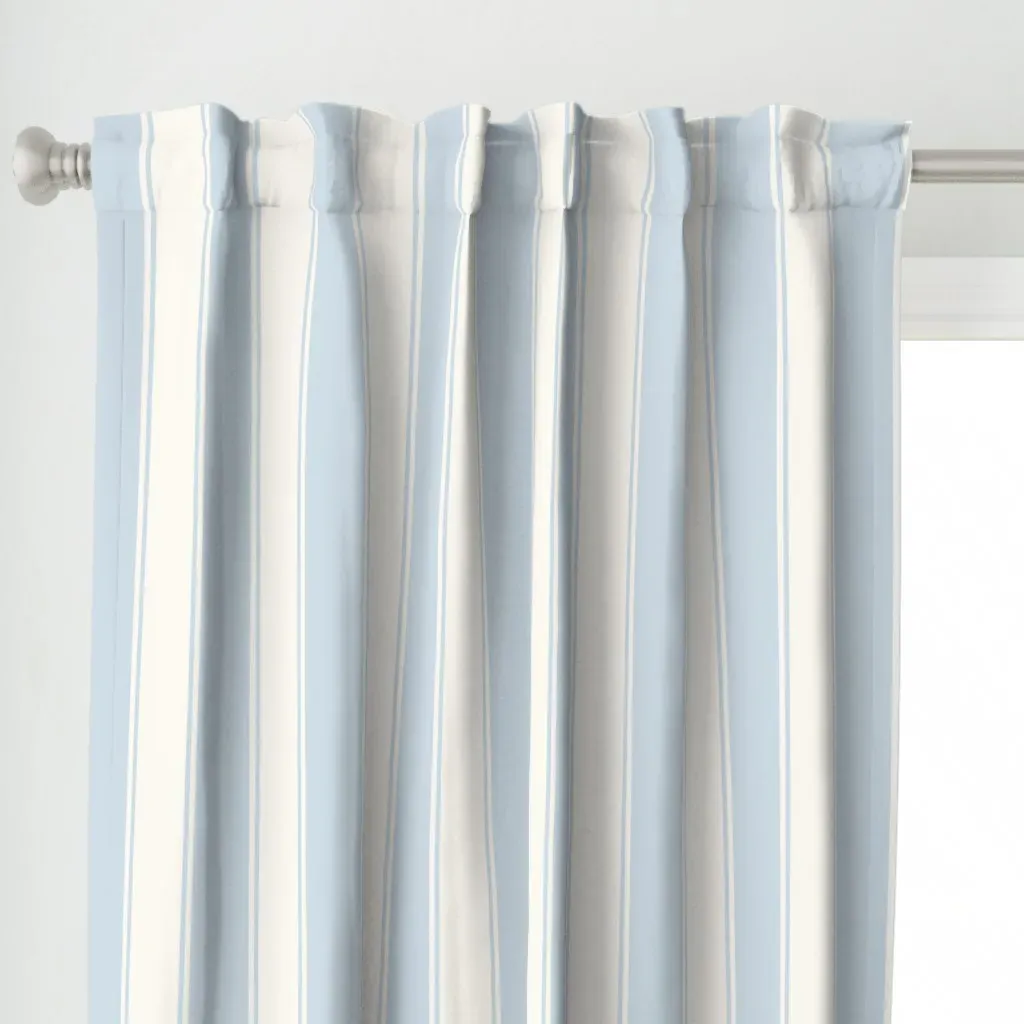 Soft Blue and Cream Large Curtain Panel - Light Blue alternate view