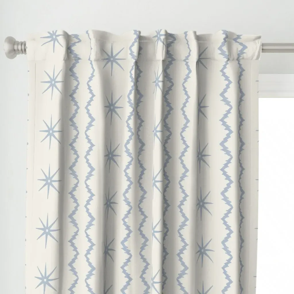 Soft Blue and Cream Zig Curtain Panel - Light Blue alternate view