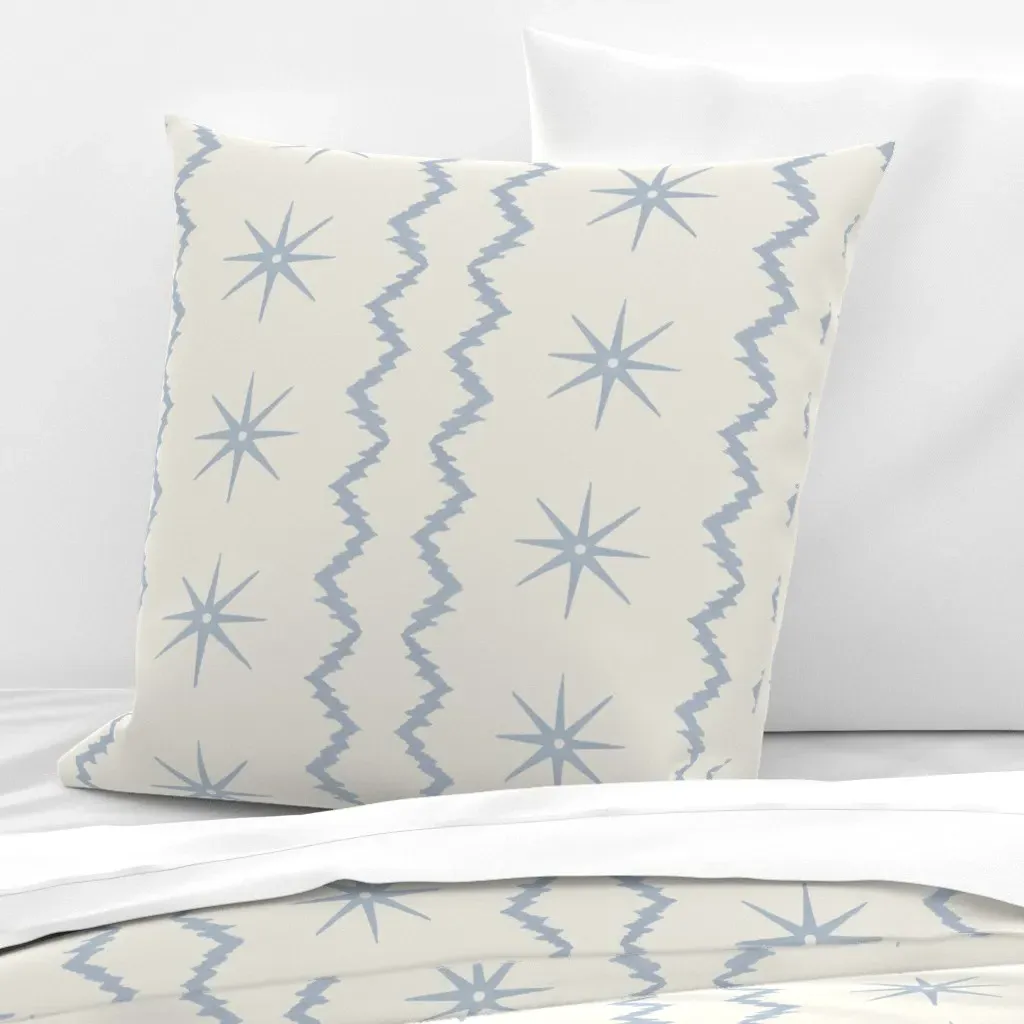 Soft Blue and Cream Zig Zag Stripe Euro Pillow Sham product