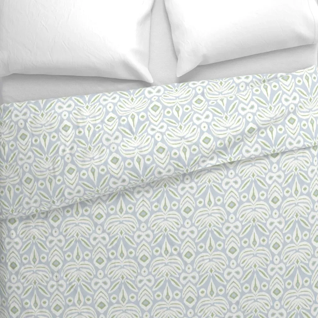 Soft Blue and Green Ikat Duvet Cover - Light Blue alternate view