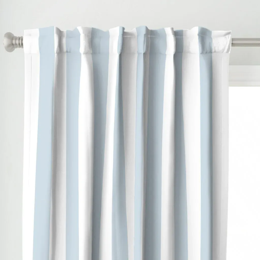 Soft Blue and White Curtain Panel - White alternate view
