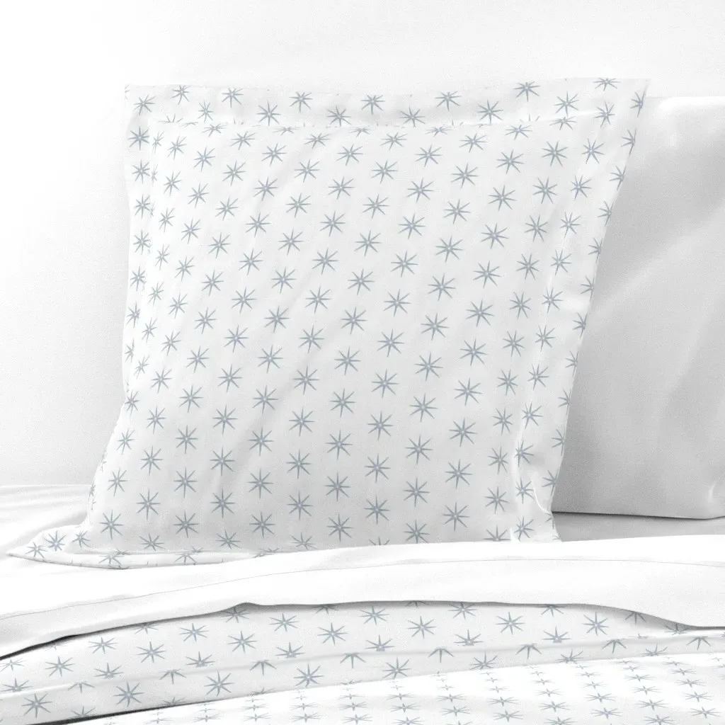 Soft Blue and White Stars Euro Pillow Sham - Light Blue product