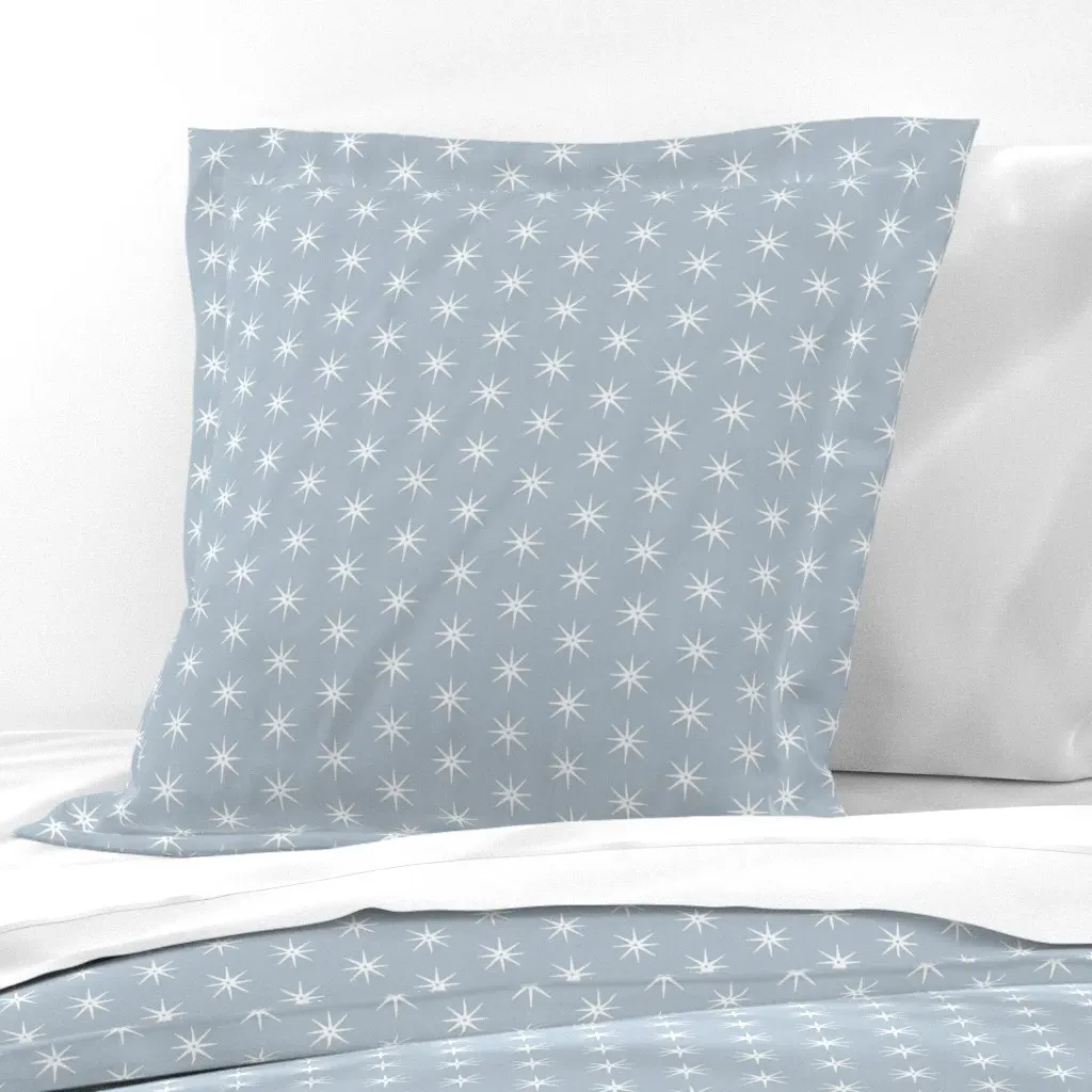 Soft Blue and White Stars Euro Pillow Sham - White product