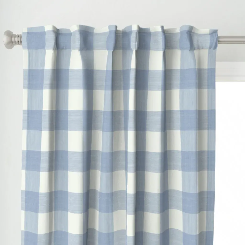 Soft Blue Buffalo Check Curtain Panel - Dusty Blue alternate view
