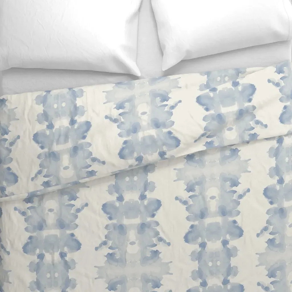 Soft Blue On Cream Double Duvet Cover - Dusty Blue alternate view