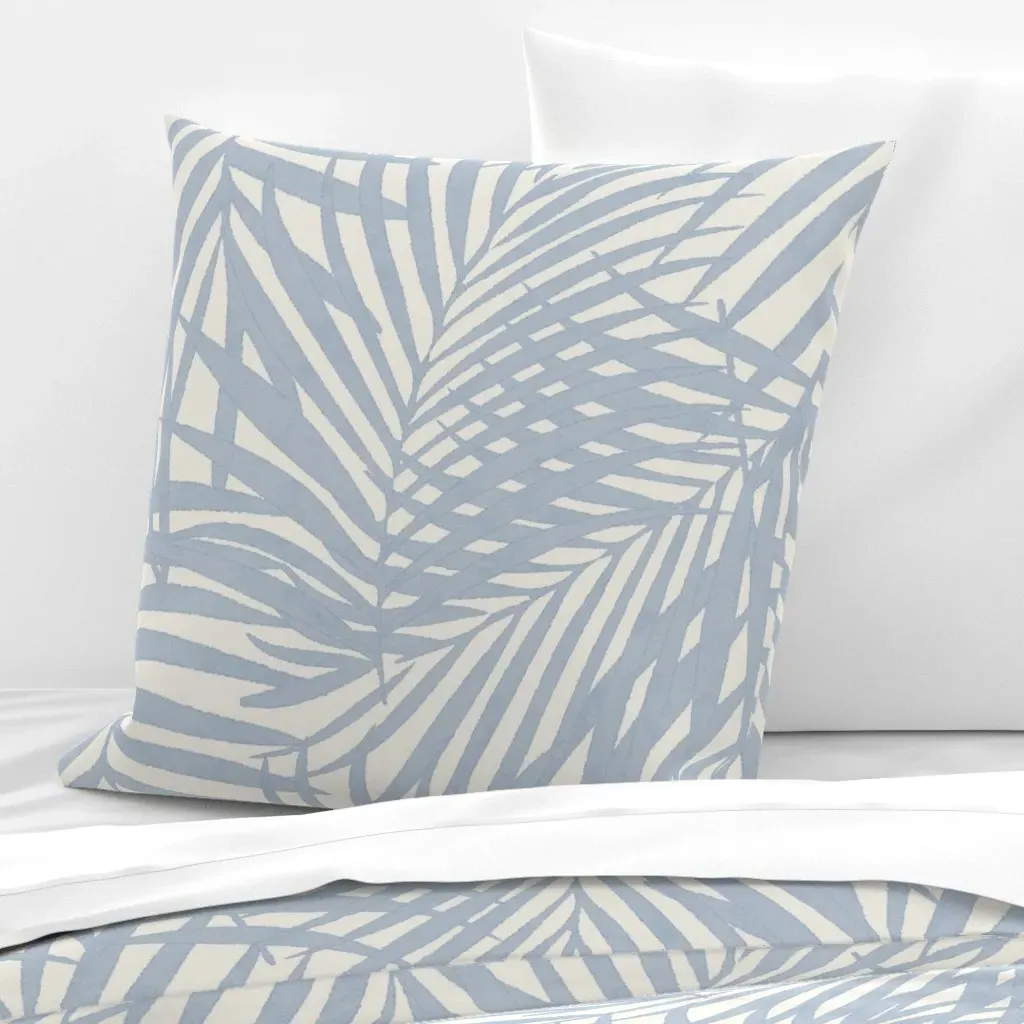 Soft Blue Watercolor Fronds Euro Pillow Sham - Dusty Blue product