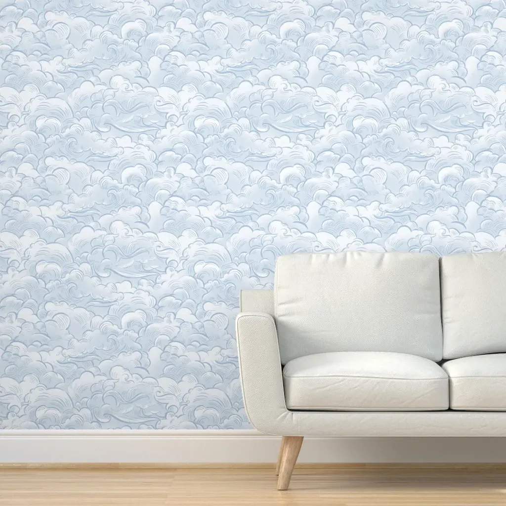 Soft Cloud Waves Peel and Stick Wallpaper - Light Blue product
