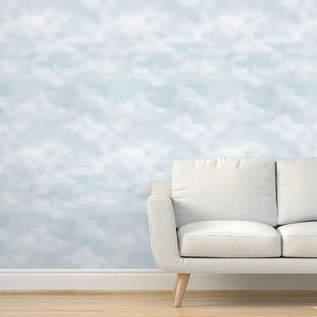 Soft Clouds True Blue Sky Peel and Stick Wallpaper - White product