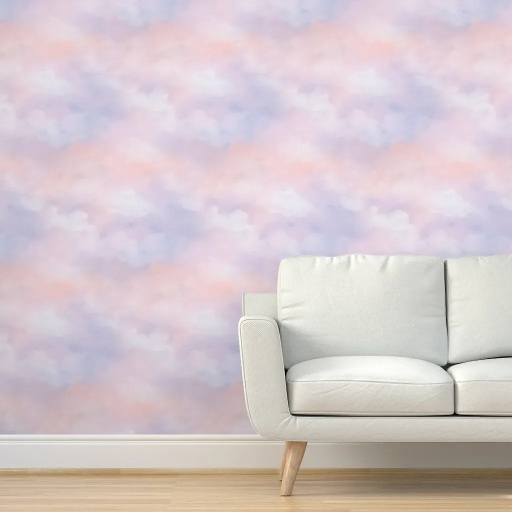 Soft Cloudy Lover Pastel Skies Peel and Stick Wallpaper - Pink product