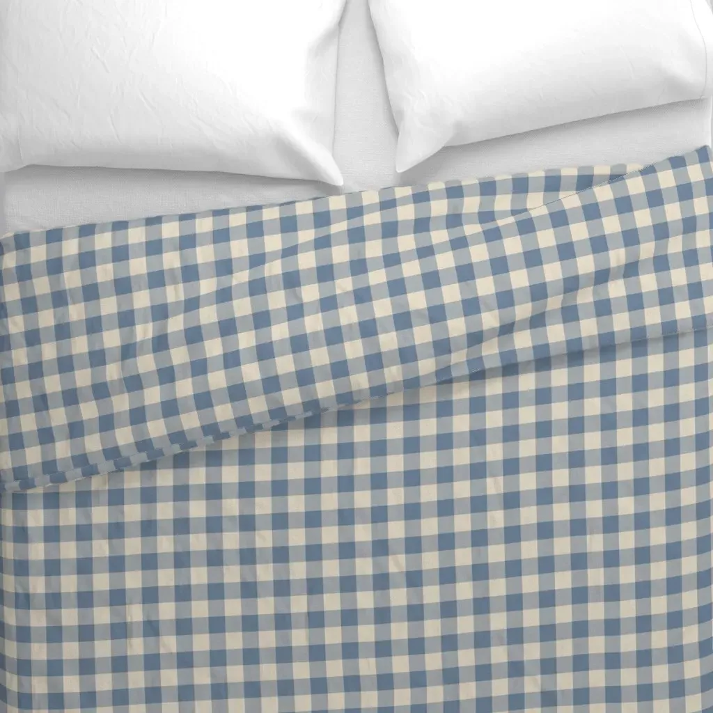 Soft Denim Textured Gingham Duvet Cover - Blue alternate view