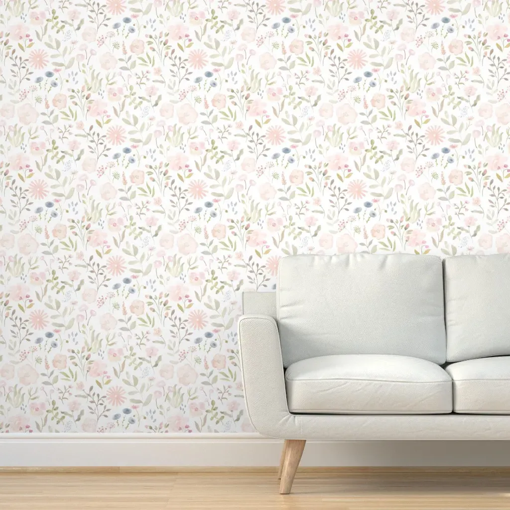 Soft Dreamy Flowers Peel and Stick Wallpaper - Pink product