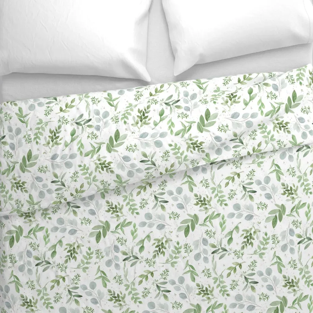 Soft Eucalyptus Watercolor Duvet Cover - Green alternate view