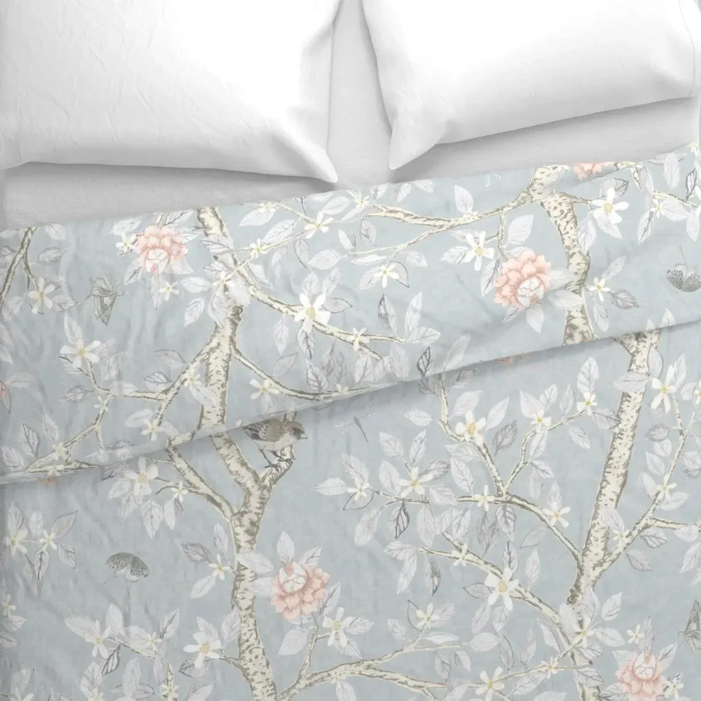 Soft French Grey Elsies Garden Duvet Cover - Light Blue alternate view