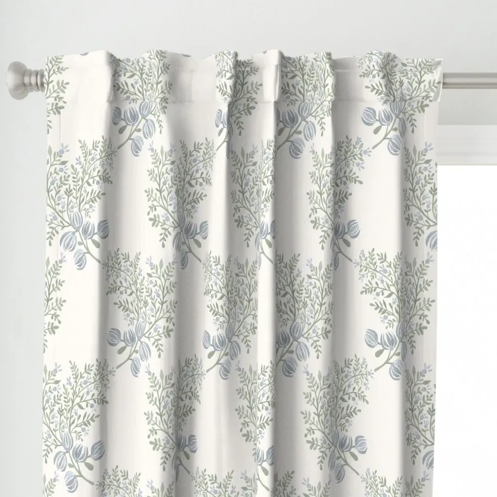 Soft Green and Blues Curtain Panel - Dusty Blue alternate view