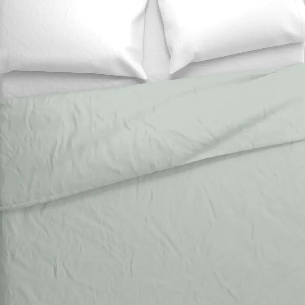 Soft Green Gray Solid Color Duvet Cover - Seafoam Green alternate view