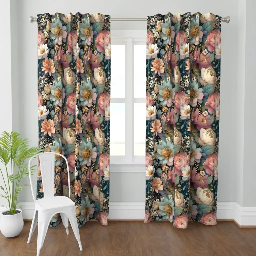 Soft Pastel Florals Curtain Panel - Pink product