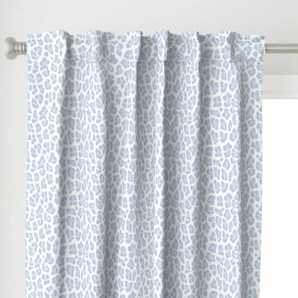 Soft Sky Blue Leopard Curtain Panel - Baby Blue alternate view