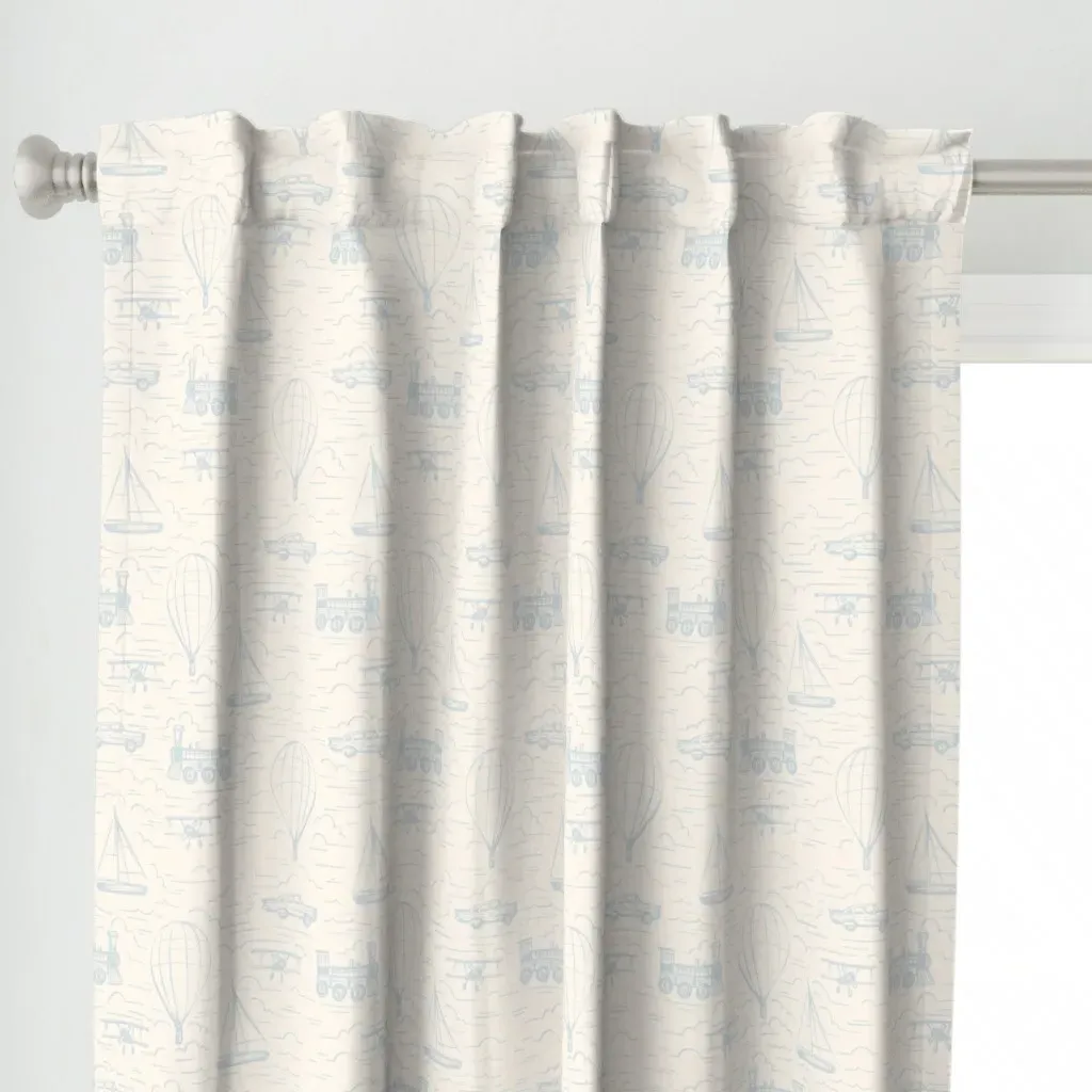 Soft Travel Pattern Curtain Panel - Light Blue alternate view