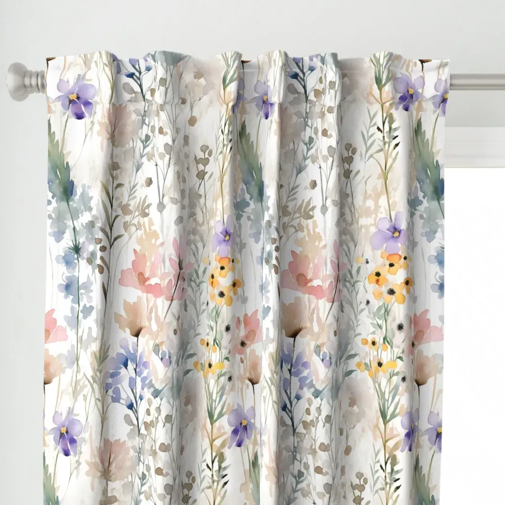 Soft Watercolor Curtain Panel - Lavender alternate view