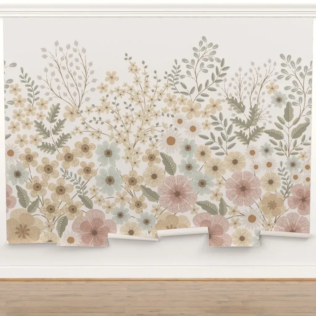 Soft Wildflower Meadow Peel and Stick Wall Mural product