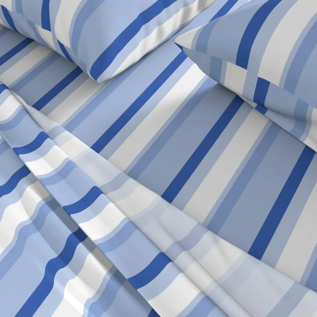 Softly Blue Stripes Twin Sheet Set - Blue alternate view