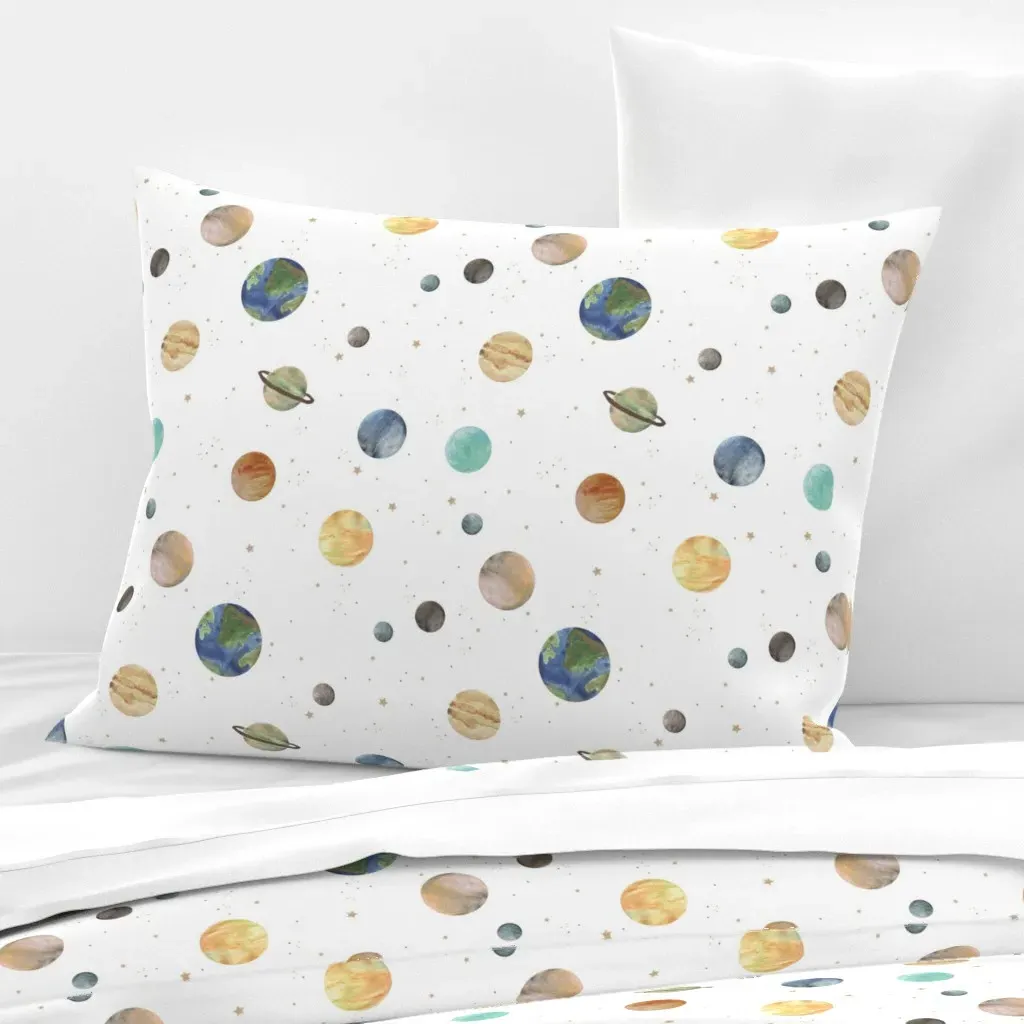 Solar System Standard Knife Edge Cushion Cover - White, Cotton Sateen product