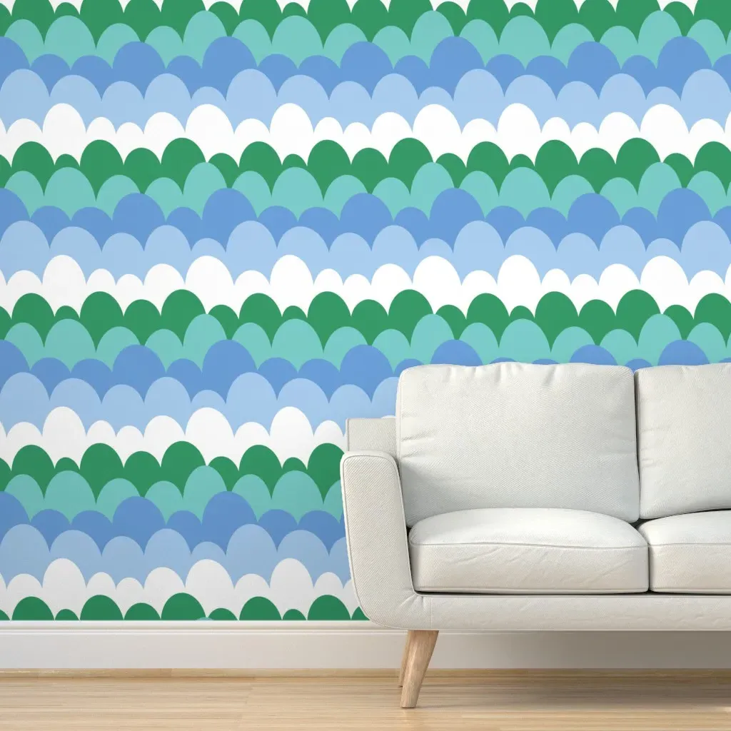 Solid Cloud Stripes Peel and Stick Wallpaper - Light Blue product