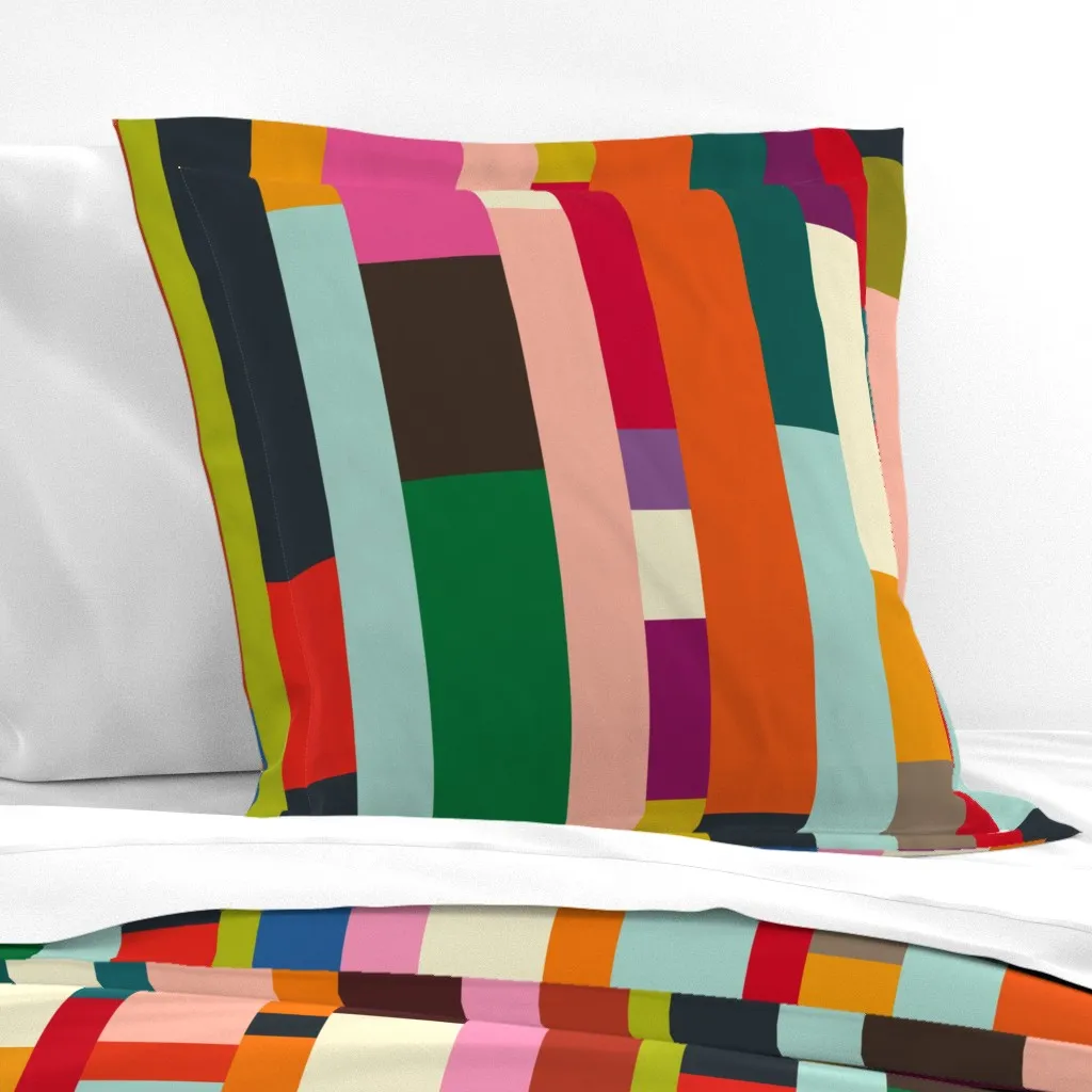 Solid Scraps Cheater Quilt Euro Pillow Sham - Orange product