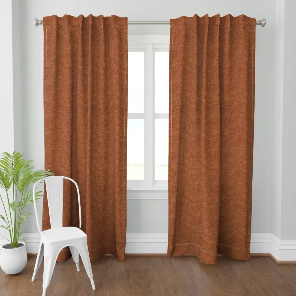 Solid Woven Ginger Curtain Panel - Terracotta product