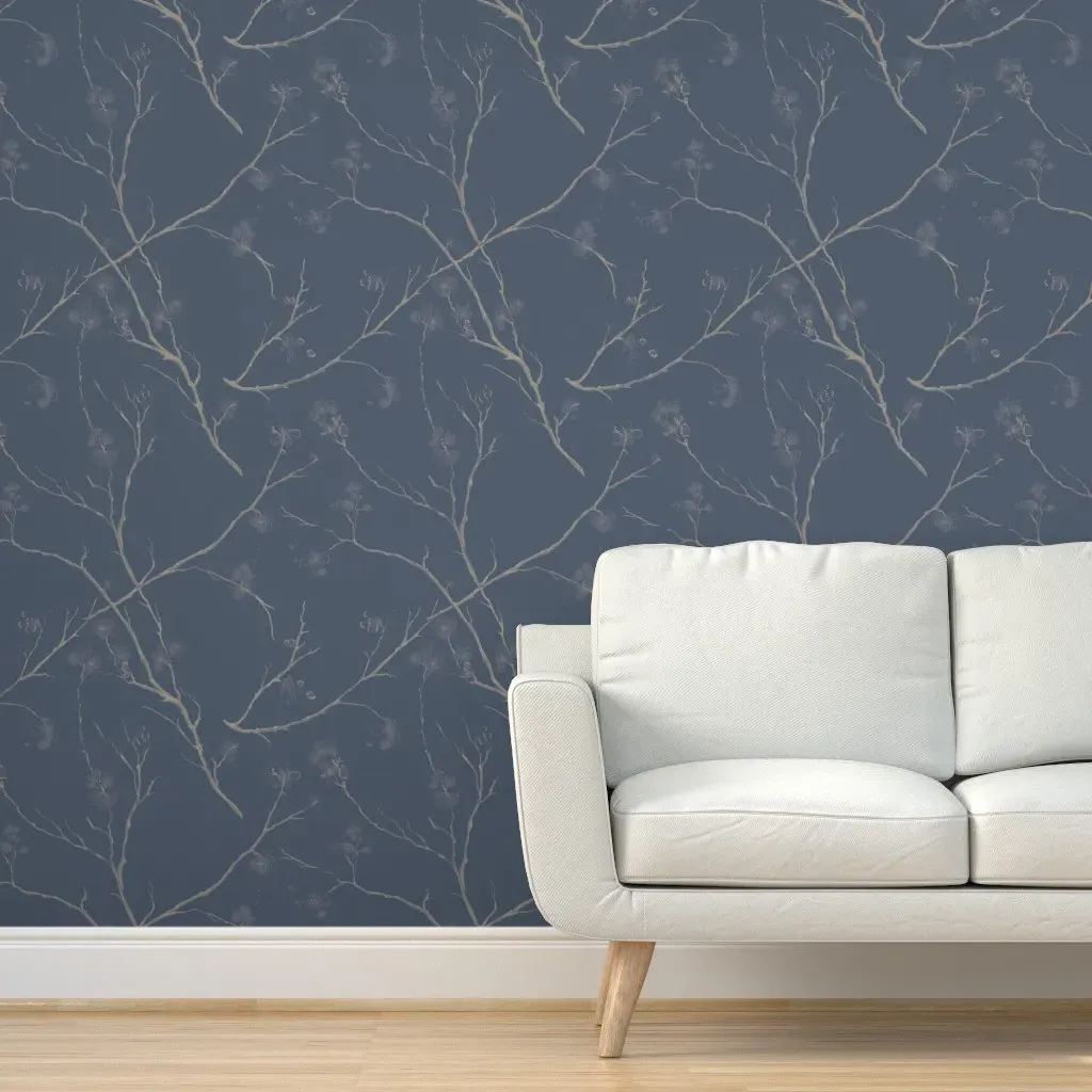 Solstice Winter Branches Peel and Stick Wallpaper - Dusty Blue product