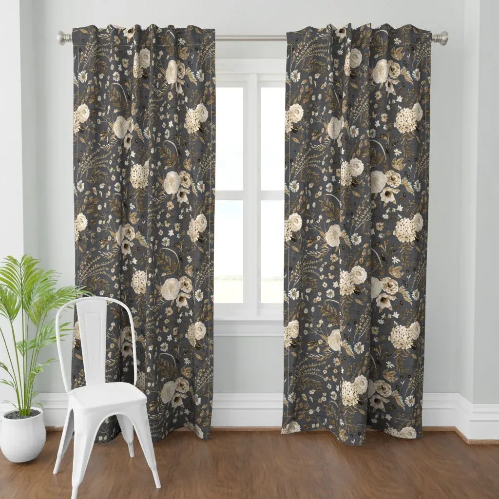 Sonetto Floral Curtain Panel - Beige product