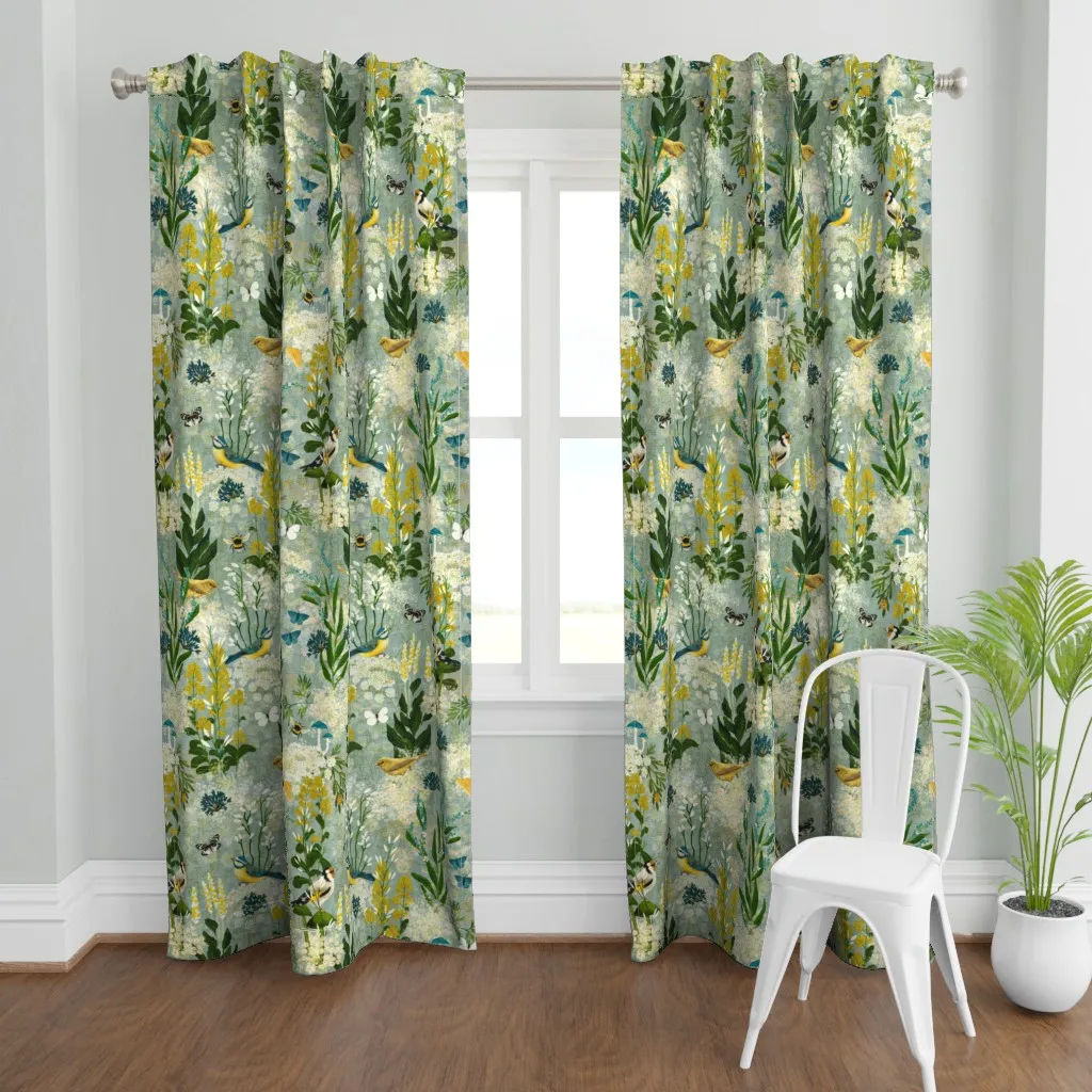 Songbirds In The Garden Curtain Panel - Yellow product
