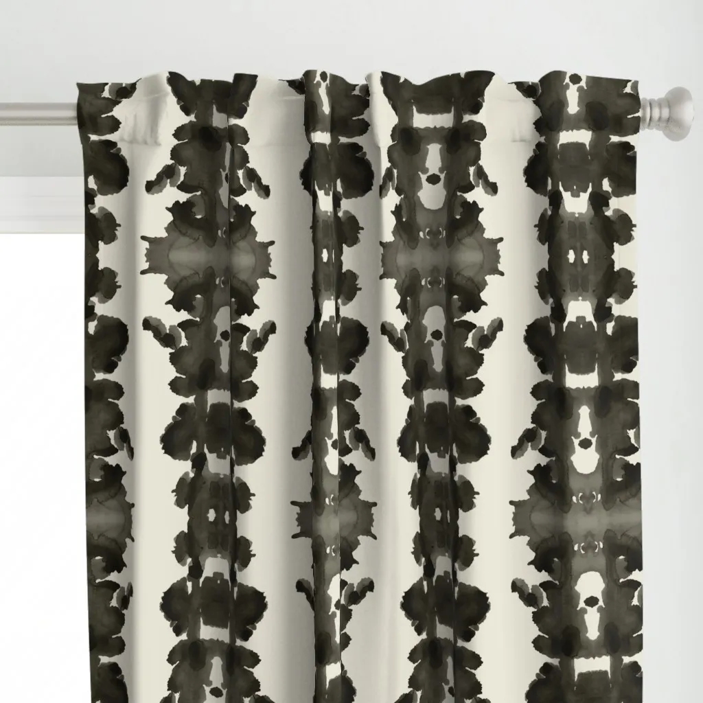 Soot On Cream Double Curtain Panel - Dark Gray alternate view