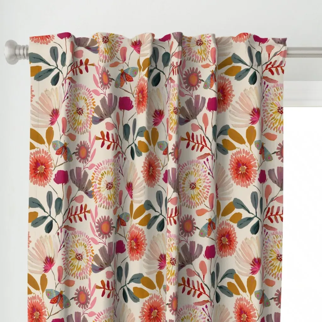 Sophisticated Botanicals Curtain Panel - Coral Pink alternate view