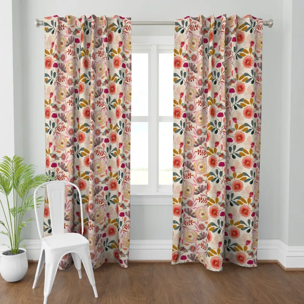 Sophisticated Botanicals Curtain Panel - Coral Pink product