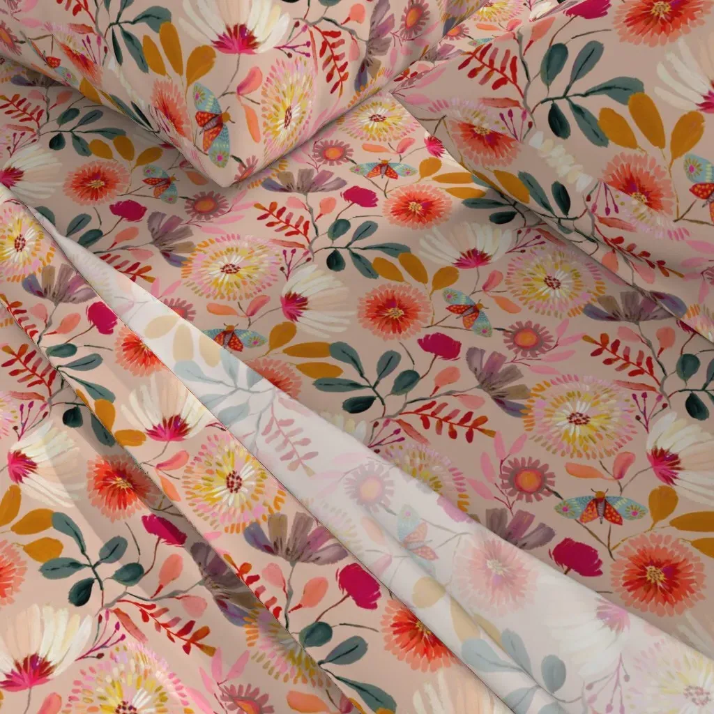 Sophisticated Botanicals Queen Sheet Set - Coral Pink alternate view