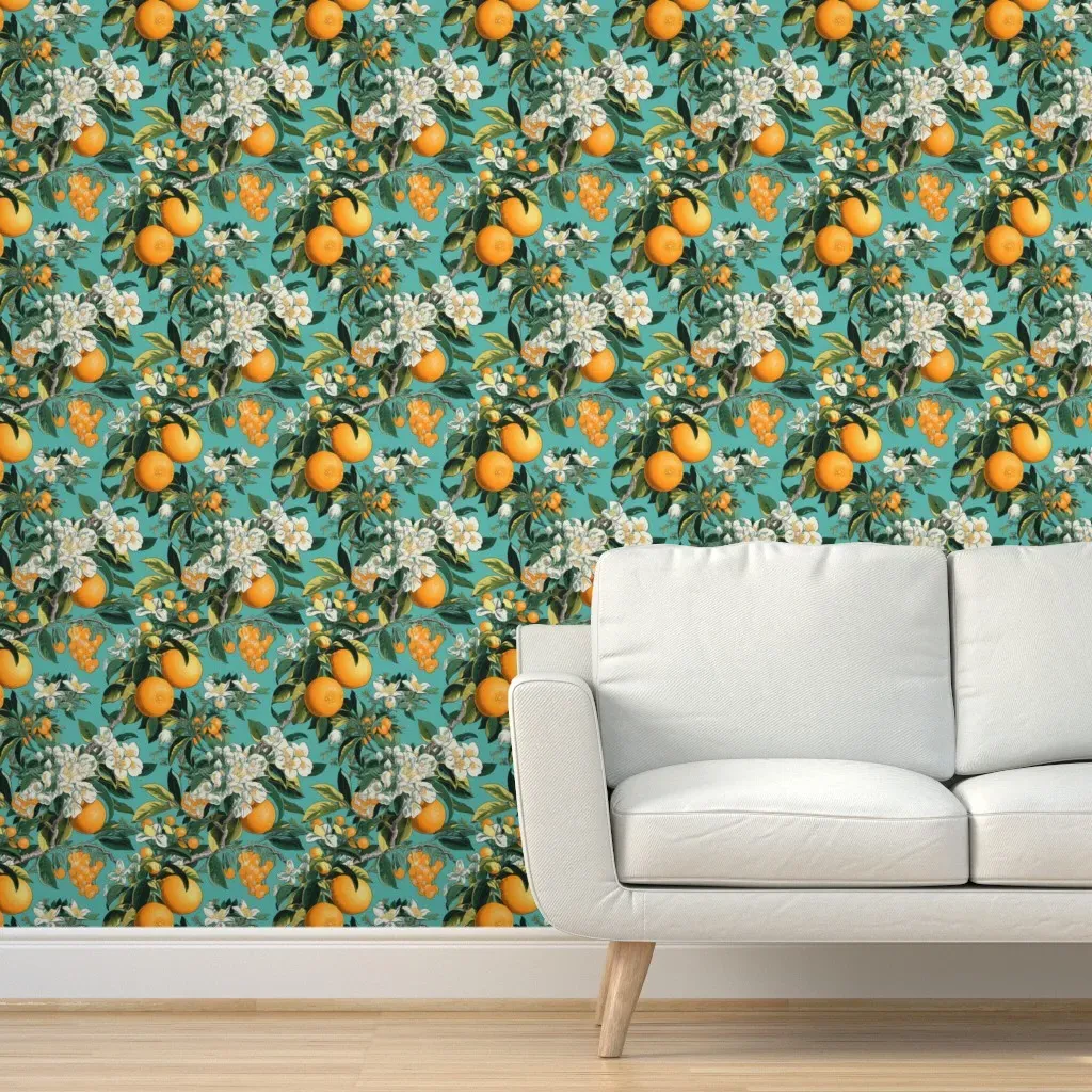 Sophisticated Citrus Peel and Stick Wallpaper - Orange product