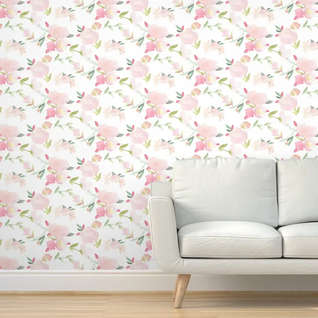Sorbet Peonies Peel and Stick Wallpaper - Blush Pink product