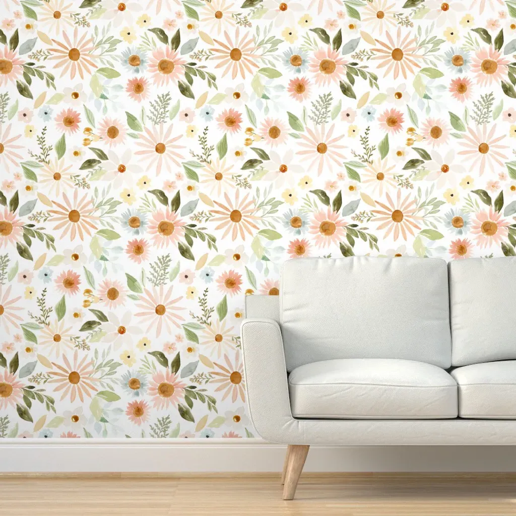 Soulflower Sunflowers Large Peel and Stick Wallpaper - Pink product