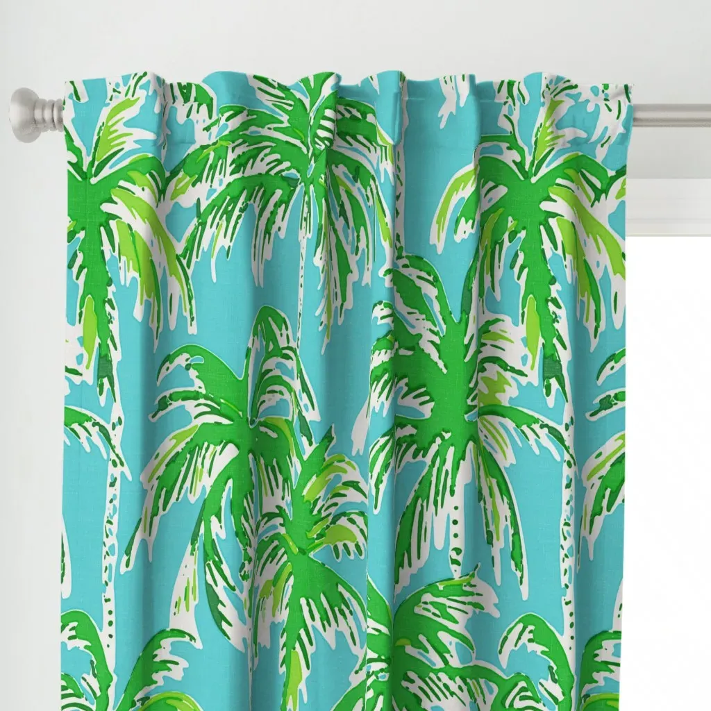 Southern Coastal Palm Curtain Panel - Green alternate view