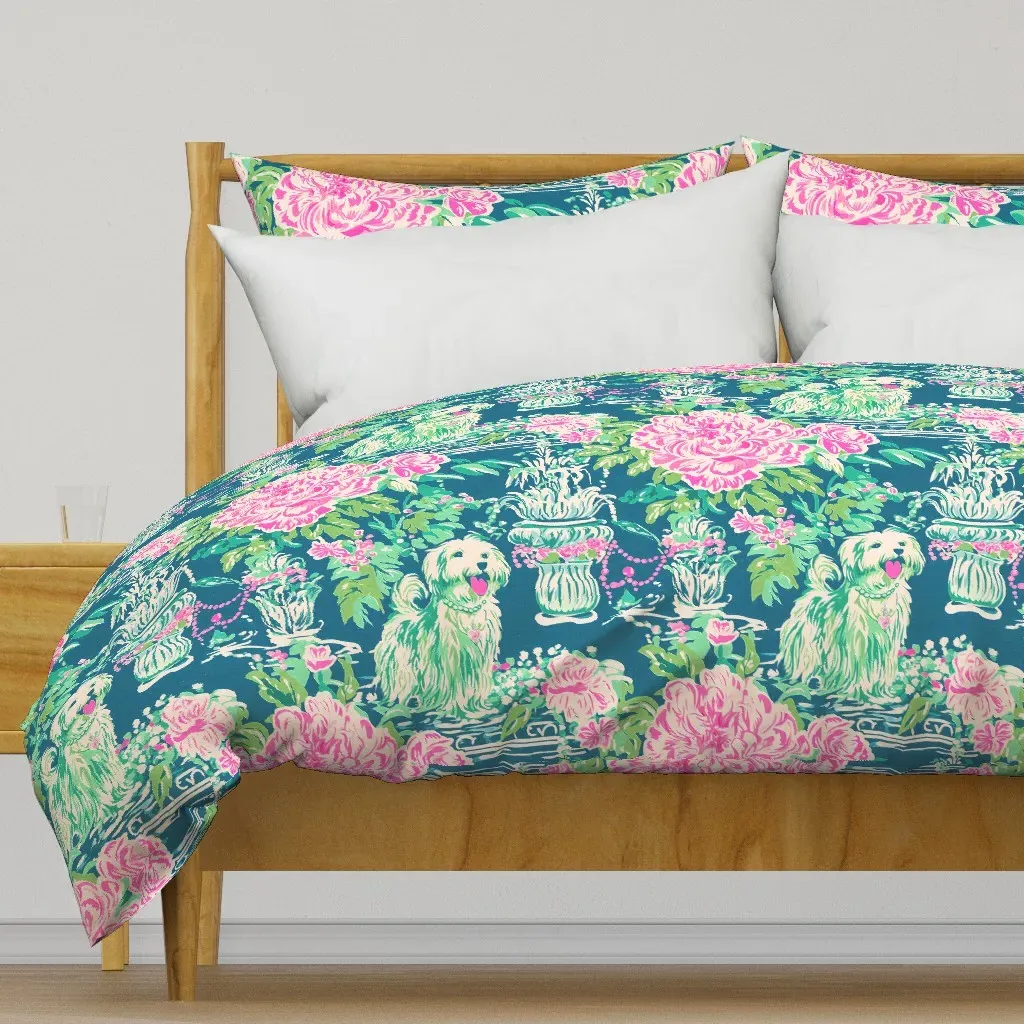 Southern Garden Party Dog Duvet Cover - Teal product