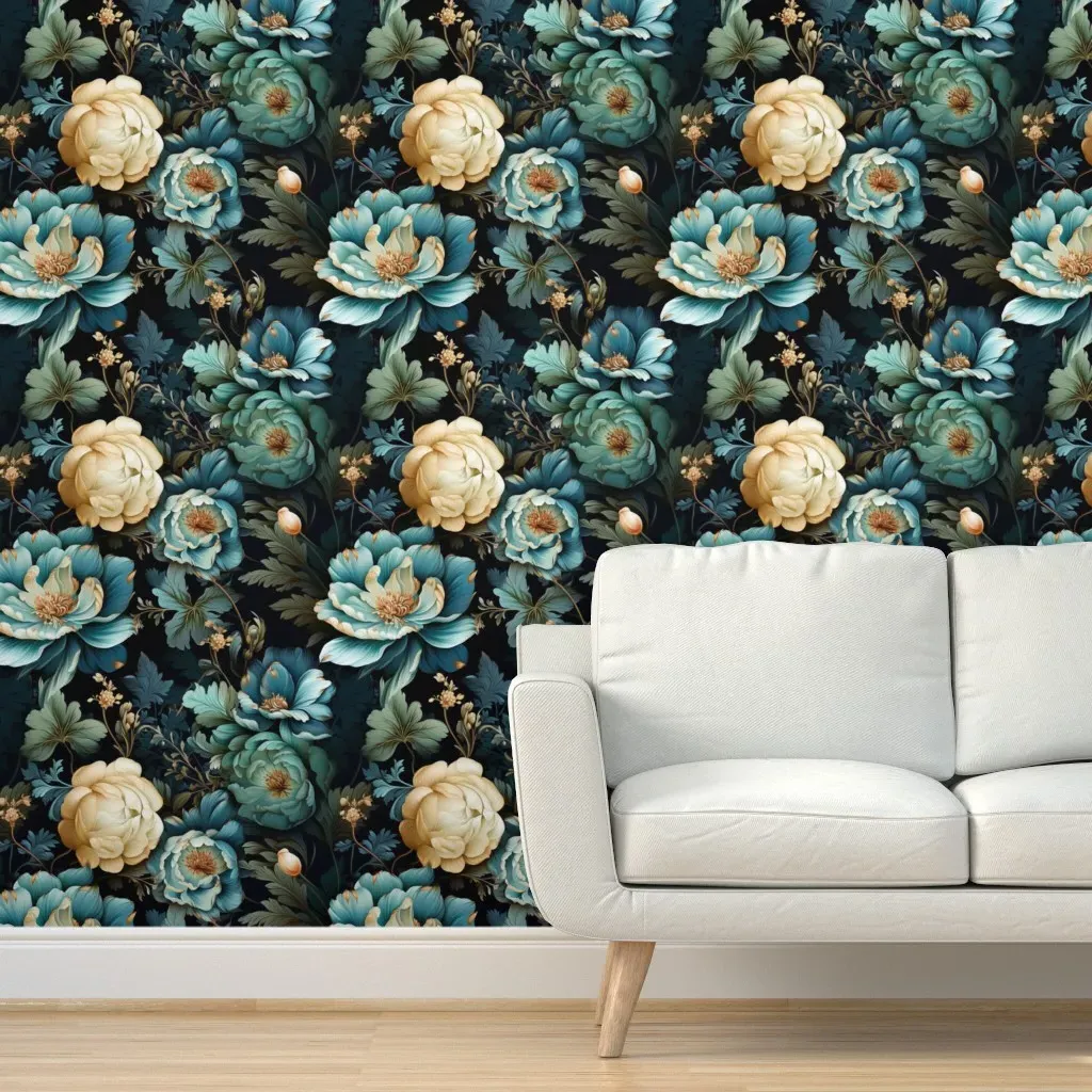 Southern Gothic V3 Peel and Stick Wallpaper - Teal product
