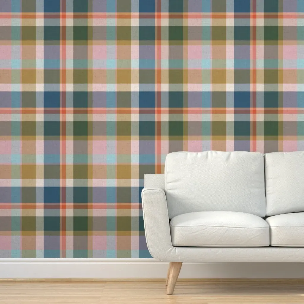 Southern Mix Plaid Madras Tartan Peel and Stick Wallpaper - Multicolor product