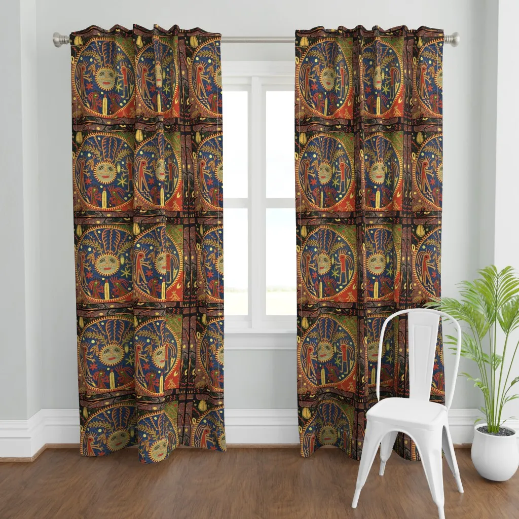 Southwest Huichol Del Sol Curtain Panel - Blue product
